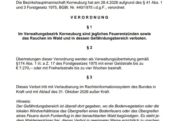 Waldbrandverordnung 2026